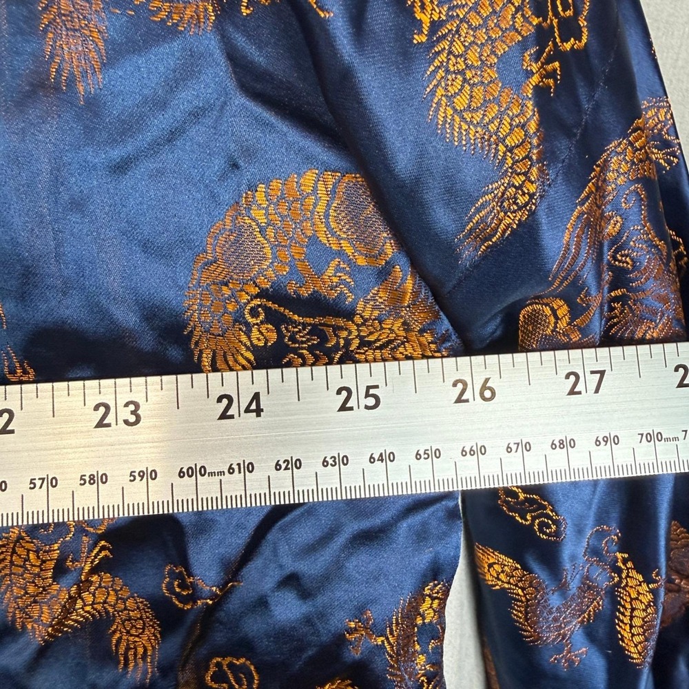 Vintage 1970s Golden Dragon Chinese Brocade Tang Jacket XXL Navy Gold Dragon - Picture 12 of 14